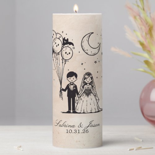 Spooky Little Couple Pillar Candle