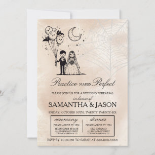 Spooky Little Couple Rehearsal Invitation