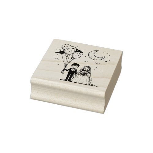 Spooky Little Couple Rubber Stamp