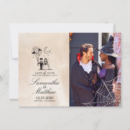 Spooky Little Couple Save The Date Card