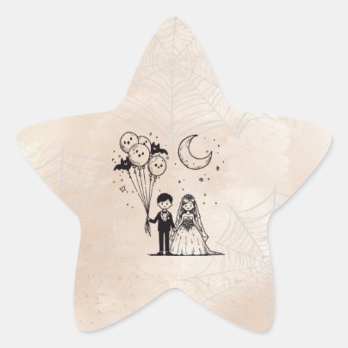 Spooky Little Couple Star Sticker