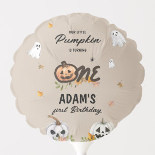 Spooky Little Pumpkin First Birthday Balloon