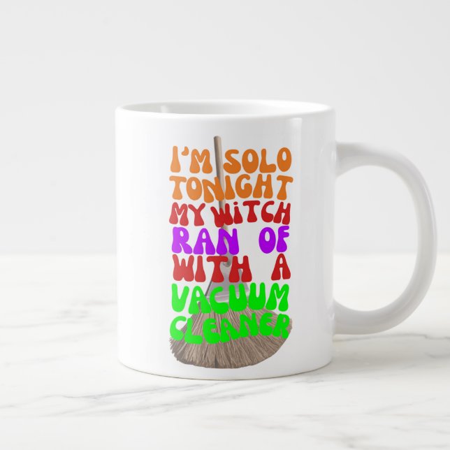 Spooky Love Lost: Witches Ride Vacuums Halloween Giant Coffee Mug (Right)