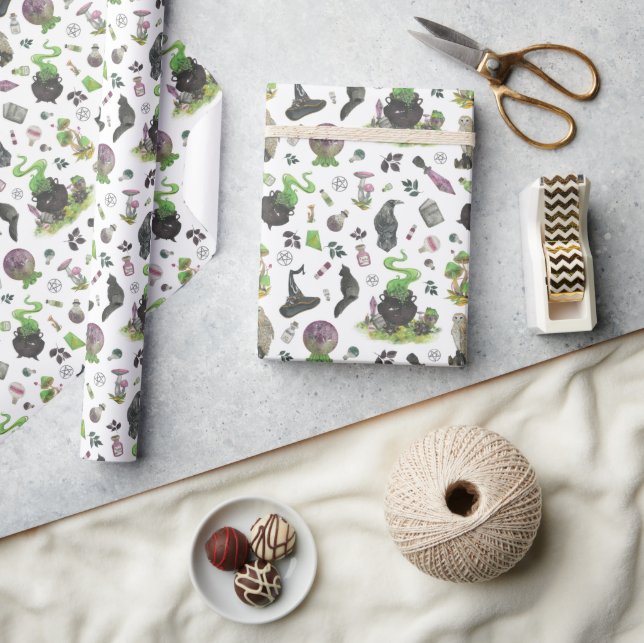 Spooky Magical Witch Pattern Wrapping Paper (Crafts)