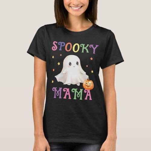 Spooky Mama Bright Text Black Womens T_Shirt