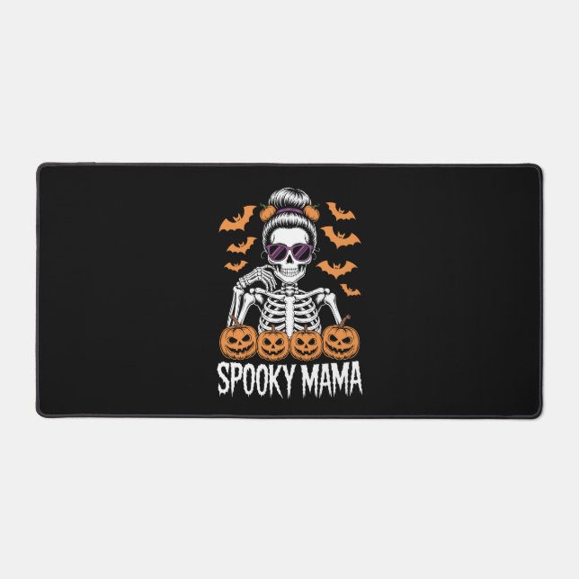 Spooky Mama Cool Halloween Skeleton Desk Mat (Front)