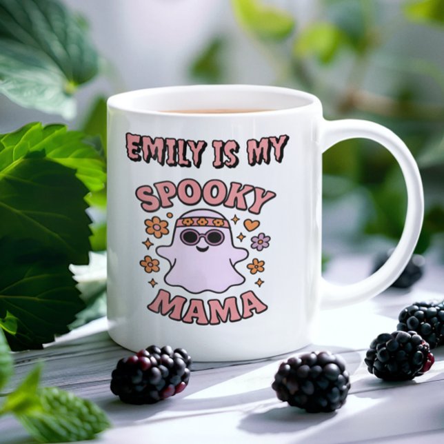 Spooky Mama Cute Pastel Pink Ghost  Coffee Mug (Creator Uploaded)