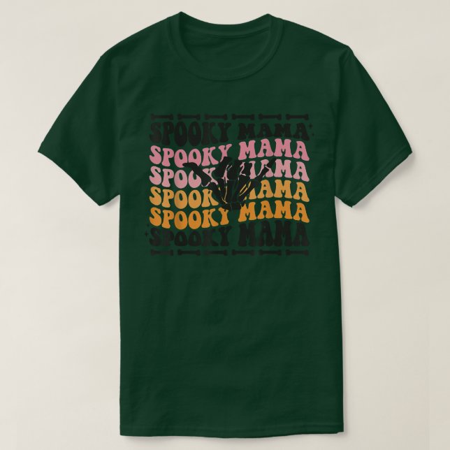 Spooky Mama Cute Retro Halloween Skeleton Party  T-Shirt (Design Front)