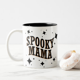 Spooky Mama Funny Cute Halloween  Two-Tone Coffee Mug