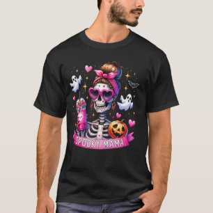 Spooky Mama Skeleton Mom Coffee Jack O Lantern Hal T-Shirt