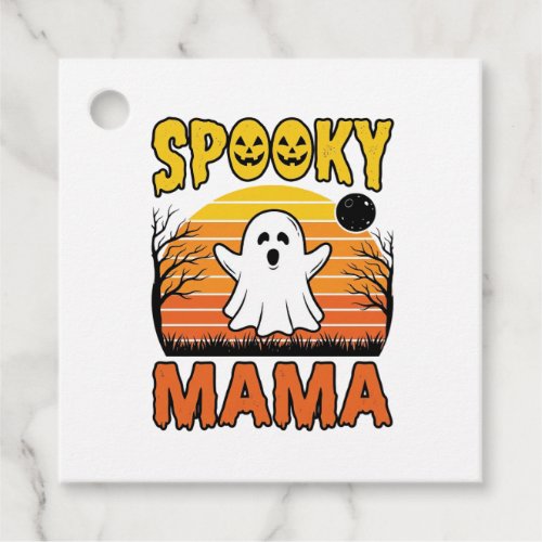 Spooky Mama Vintage Ghost Halloween Shirt Design_1 Favor Tags