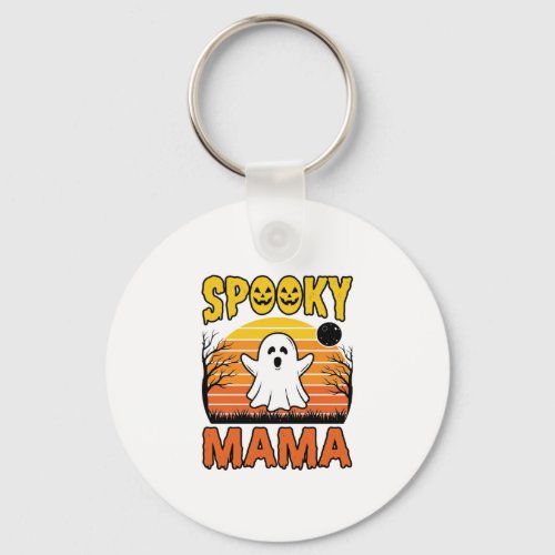 Spooky Mama Vintage Ghost Halloween Shirt Design_1 Keychain