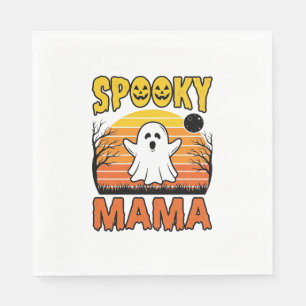Spooky Mama Vintage Ghost Halloween Shirt Design_1 Napkins