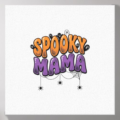 Spooky Mama Vintage Halloween Mom Shirt Design_1 Canvas Photo Tile