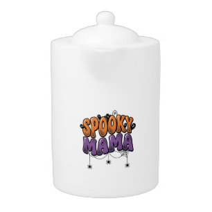 Spooky Mama Vintage Halloween Mom Shirt Design_1 Teapot