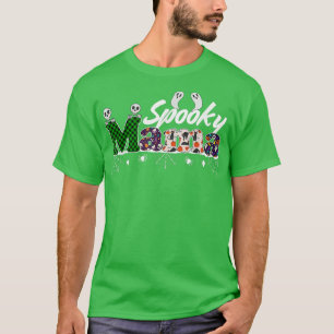 Spooky Mama Women Green Plaid Witch Mom Halloween T-Shirt