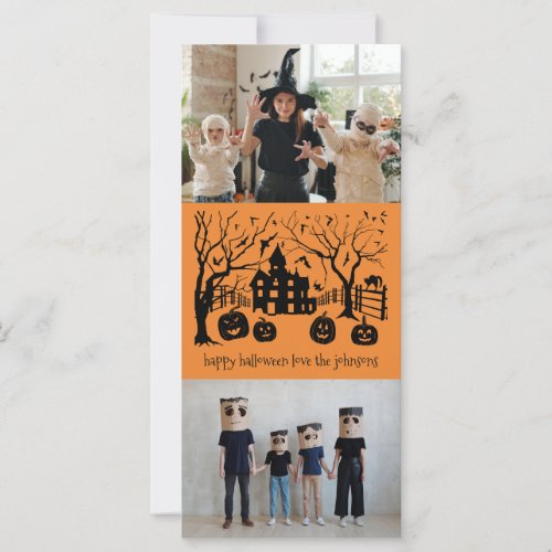 Spooky Mansion Halloween Family Photo Card