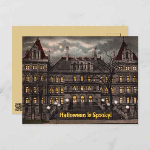 Spooky Mansion Halloween Postcard