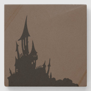Spooky Mansion Halloween Stone Coaster
