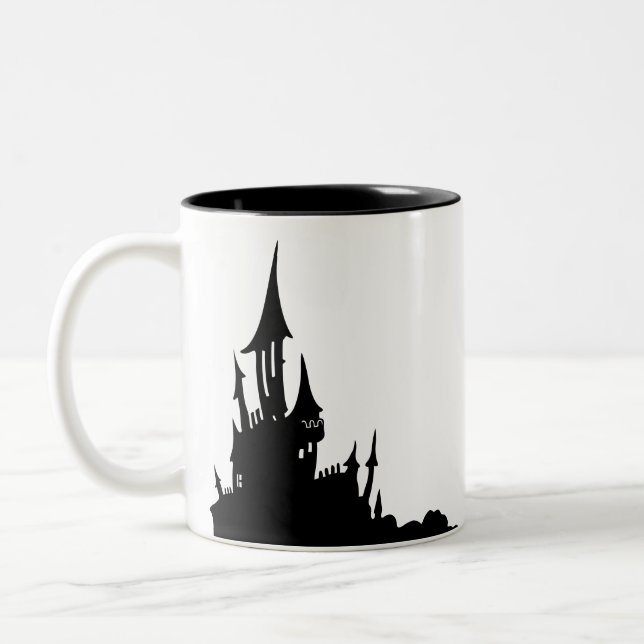 Spooky Mansion Halloween Two-Tone Coffee Mug (Left)