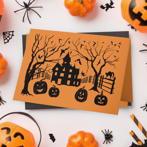 Spooky Mansion Happy Halloween Card