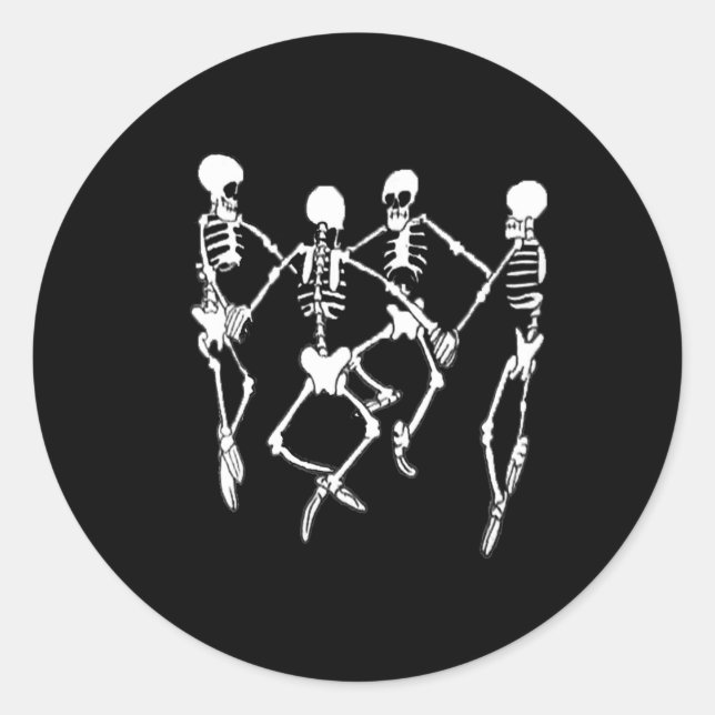 Spooky Meme Dancing Skeletons 1  Classic Round Sticker (Front)