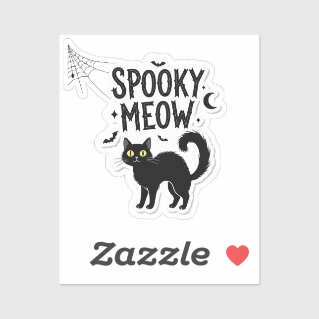 Spooky Meow – Halloween Cat Quote Vinyl Sticker (Sheet)