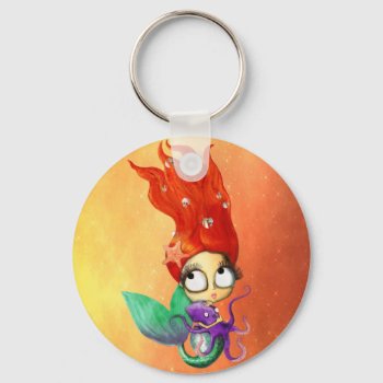 Spooky Mermaid With Octopus Keychain by colonelle at Zazzle
