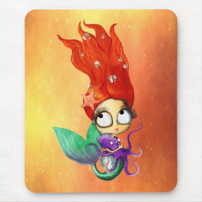 Spooky Mermaid with Octopus Mouse Pad