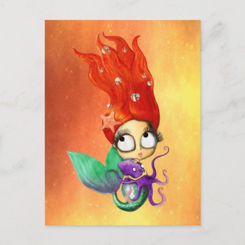 Spooky Mermaid with Octopus Postcard