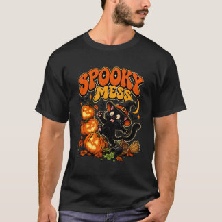 Spooky Mess Black Cat Halloween T-Shirt