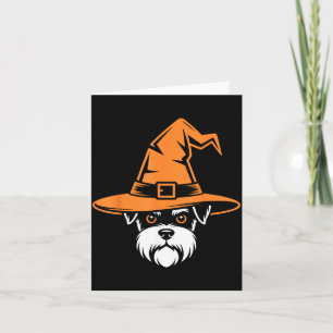 Spooky Miniature Schnauzer Witch Hat Halloween Dog Card