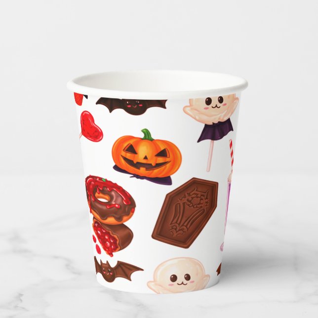 Spooky Minimal Dracula Candy For Halloween Paper Cups (Front)