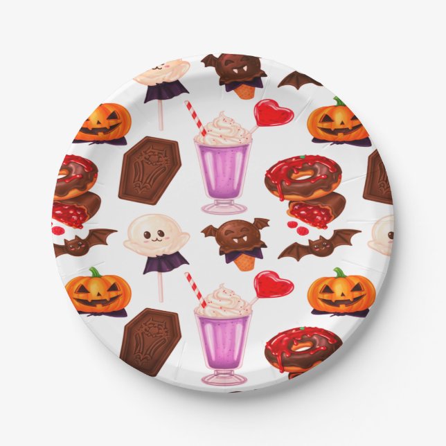 Spooky Minimal Dracula Candy For Halloween Paper Plates (Front)