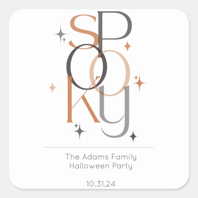 Spooky Minimal Retro Modern Aesthetic Halloween Square Sticker (Front)