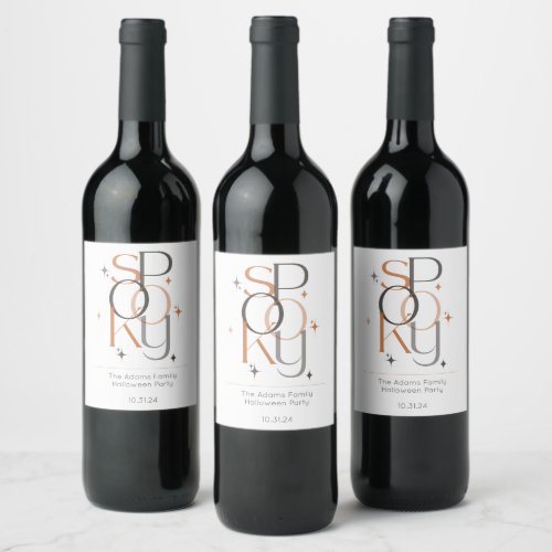 Spooky Minimal Retro Modern Aesthetic Halloween Wine Label