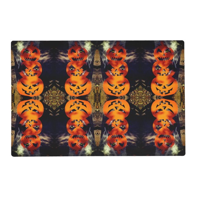 Spooky Mirrored Jack-O-Lantern Table Placemats (Back)