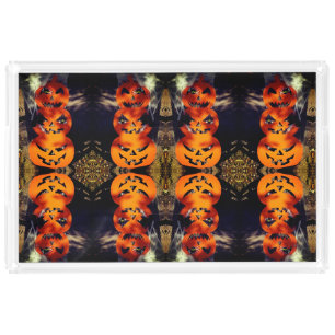 Spooky Mirrored Jack-O-Lanterns Acrylic Tray