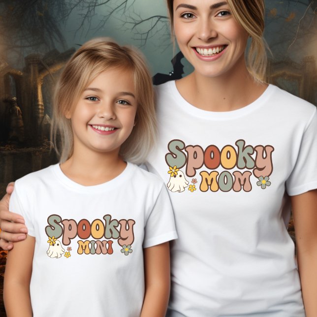 Spooky Mom Retro Halloween Mommy and Me Matching T-Shirt (Creator Uploaded)