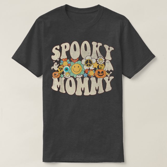 Spooky Mommy Matching Retro Halloween Ghost Boo  T-Shirt (Design Front)