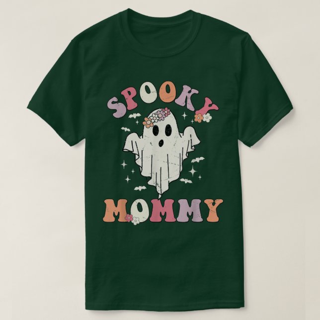 Spooky Mommy Matching Shirt Groovy Vintage Floral  (Design Front)
