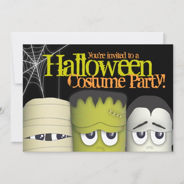 Spooky Monster & Friends Halloween Costume Party Invitation (Front)