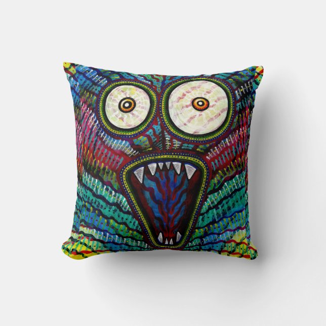 Spooky Monster Scream Throw Pillow (Front)