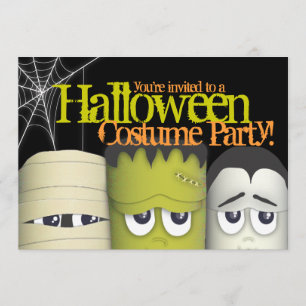Spooky Monsters & Mummy Halloween Costume Party Invitation