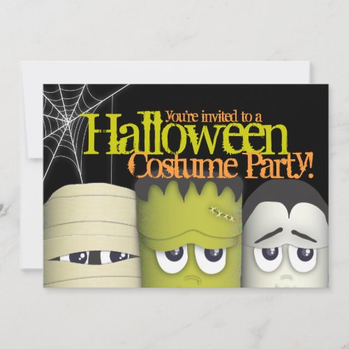 Spooky Monsters &amp; Mummy Halloween Costume Party Custom Invitations