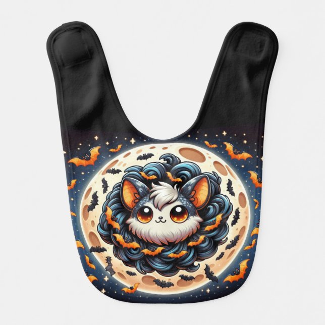 Spooky Moon Kitty Baby Bib (Front)