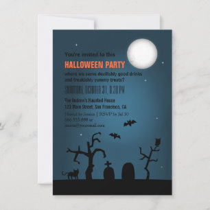 Spooky Moon Silhouette Halloween Party Invitation