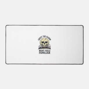 Spooky Moon Skull Halloween Graphic Shirt_1 Desk Mat