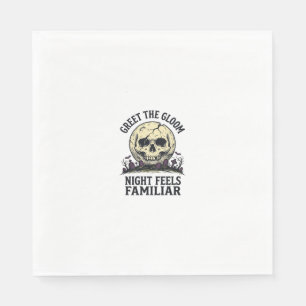 Spooky Moon Skull Halloween Graphic Shirt_1 Napkins