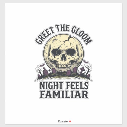 Spooky Moon Skull Halloween Graphic Shirt_1 Sticker